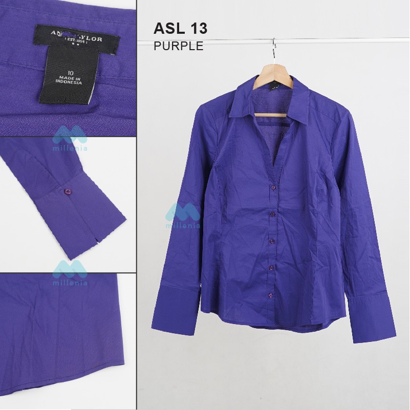 Kemeja Wanita- Long Slevee Curved Hem Motif Polos [ASL 13]-2