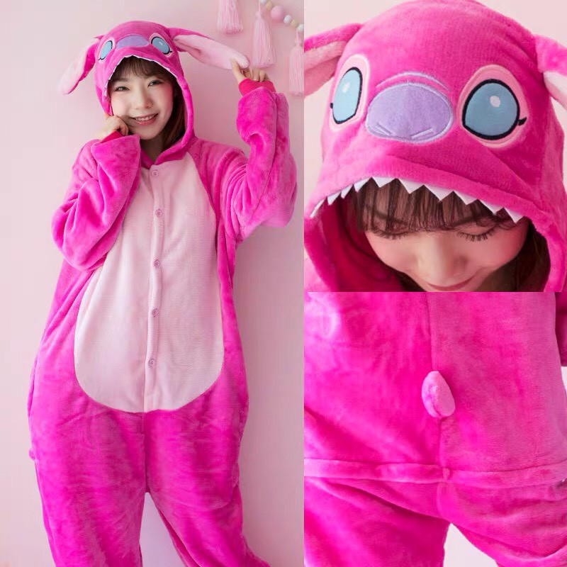 BAJU ONESIE LILO STITCH PINK PIYAMA KOSTUM COSPLAY