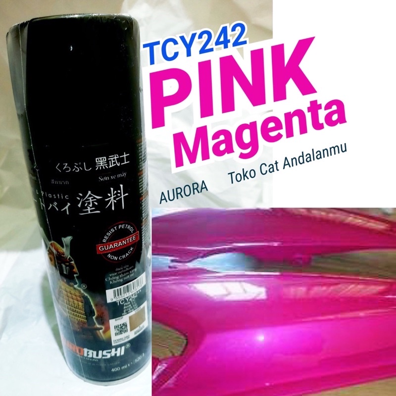 Pilox Samurai Pink TC Y242 Ping Magenta Metalik Cat Pilok TCY242 Tahan Bensin 400ml