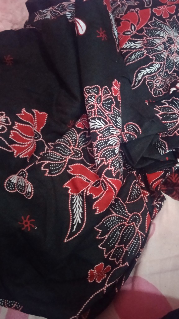 Batik Couple Keluarga Sania Ruffle Ori Ndoro Jowi Dnt Motif Sakura Merah