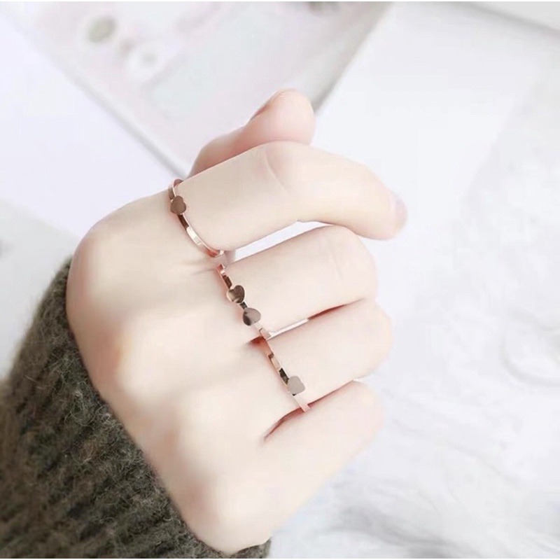 Cincin Titanium 3 in 1 Love Korea Fashion Style Premium Trending