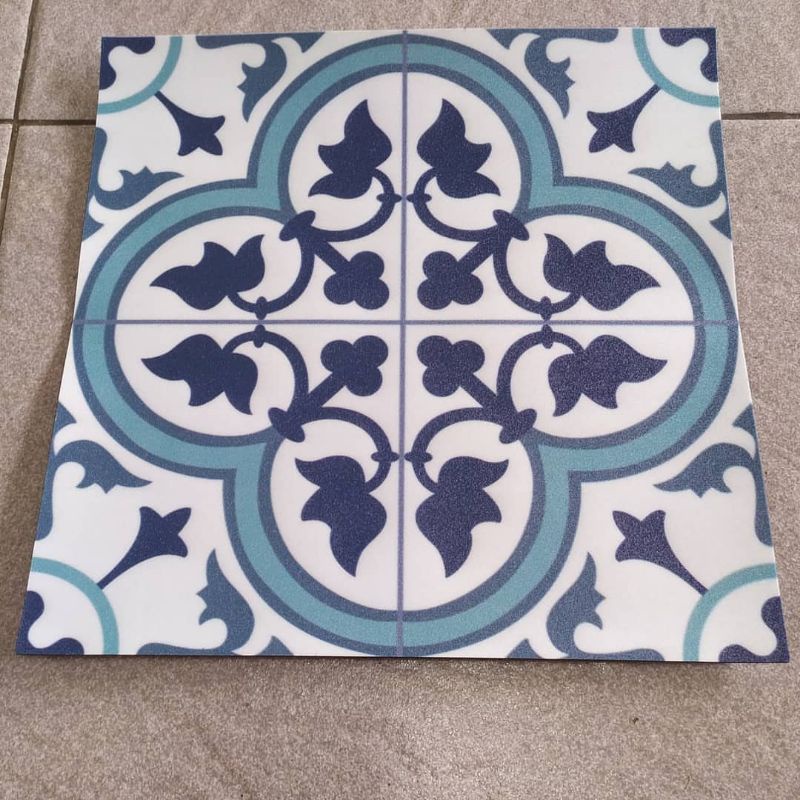 wallpaper sticker dapur dan flooring kode 05 motif tegel klasik biru
