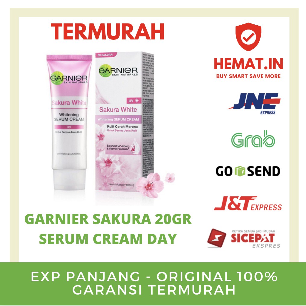 GARNIER SAKURA DAY CREAM 20 ML CREAM GARNIER SERUM UV SIANG SAKURA 20 ML SERUM CERAH MERONA SAKURA