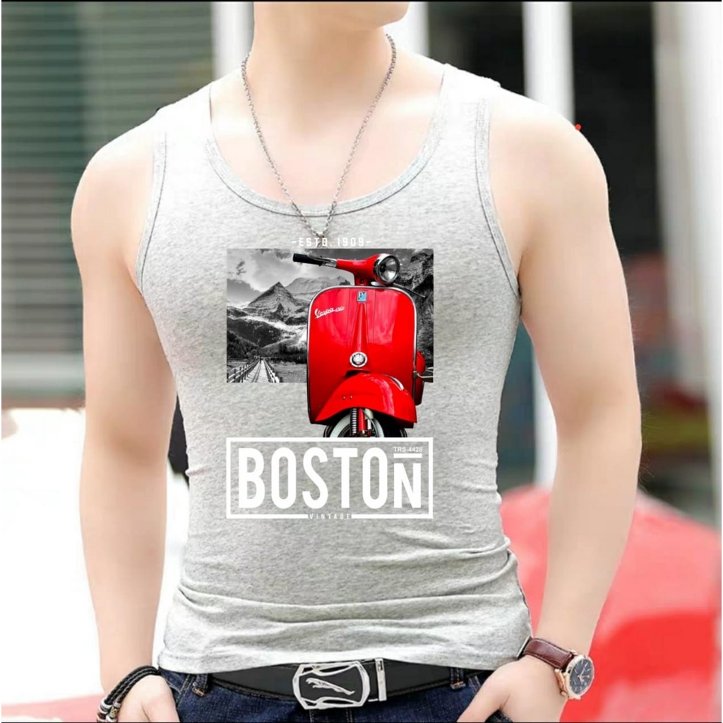 DS - Singlet BOSTON / kaos dalam pria / kaos oblong / singlet pria / kaos pria / singlet polos / singlet cowok