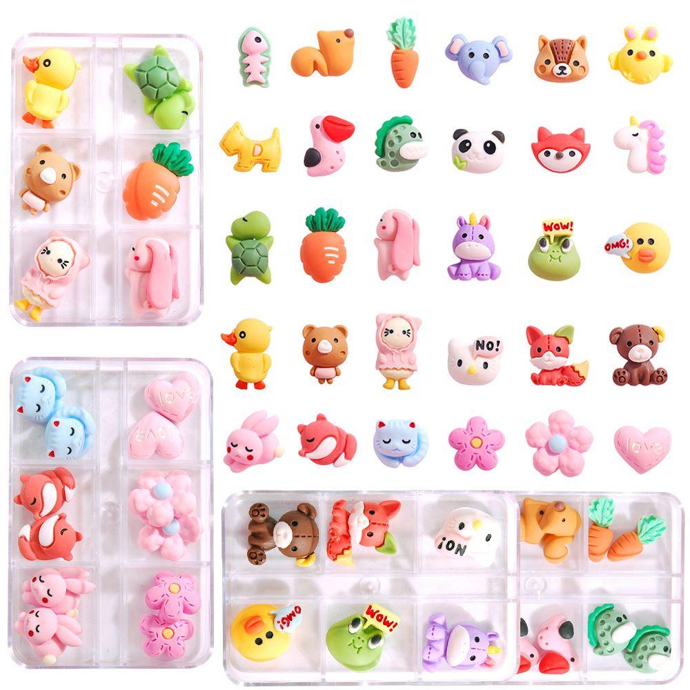 MXBEAUTY 3d Dekorasi Nail Art Lucu 1Box Resin Ornamen Flatback Handmade Jepit Rambut Phone Case Decor DIY Perhiasan Craft