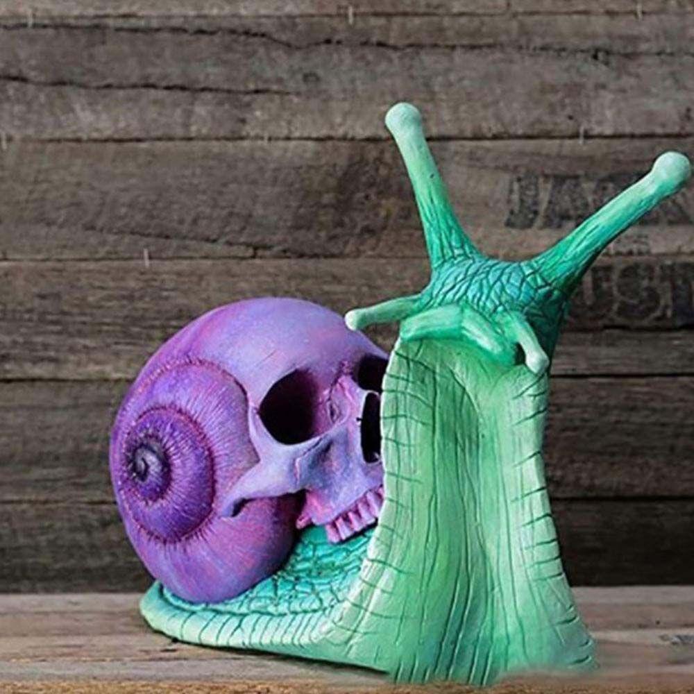 [Elegan] Patung Siput Resin Gothic Craft Ornamen Dekorasi Desktop Skeleton Skull Statue