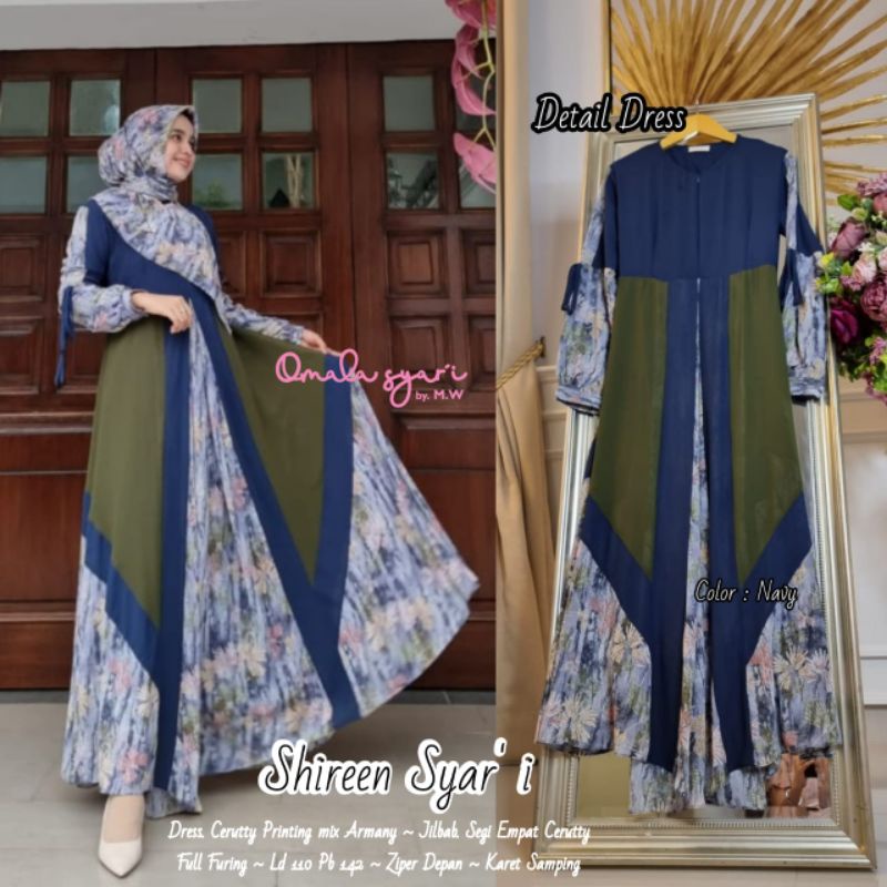 SHIREEN SYARI Gamis Syari Ceruty Printing By Omala Alifa