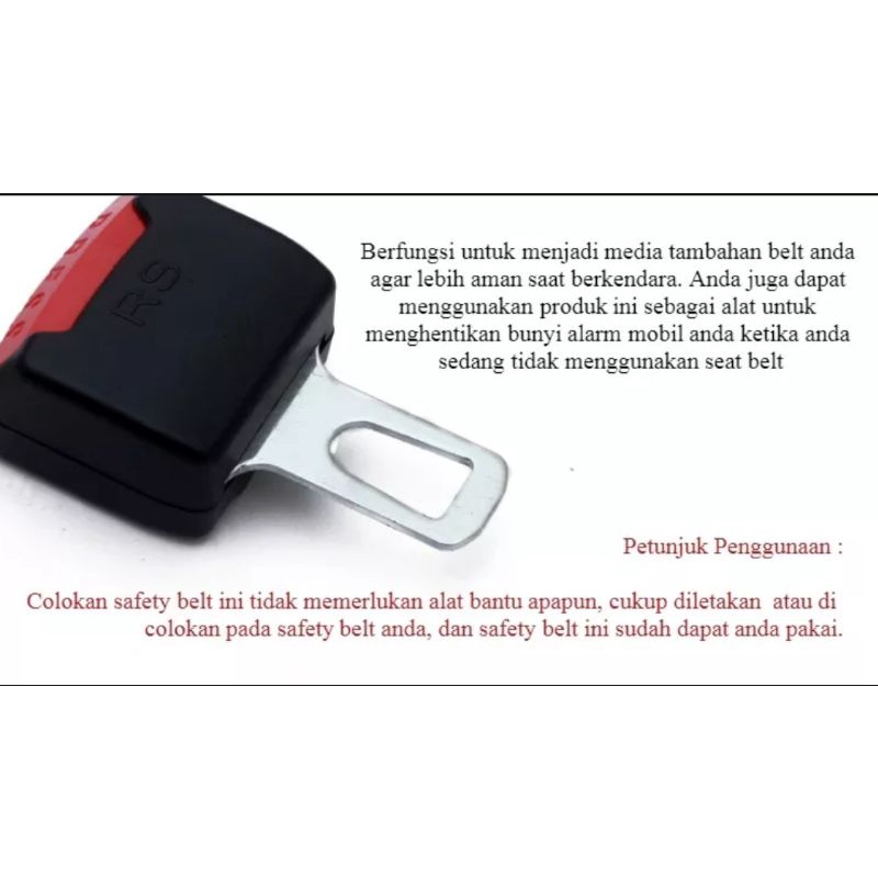 isi 2pcs Colokan Safety Belt Sabuk Pengaman Mobil RS Universal Hitam Cream Abu