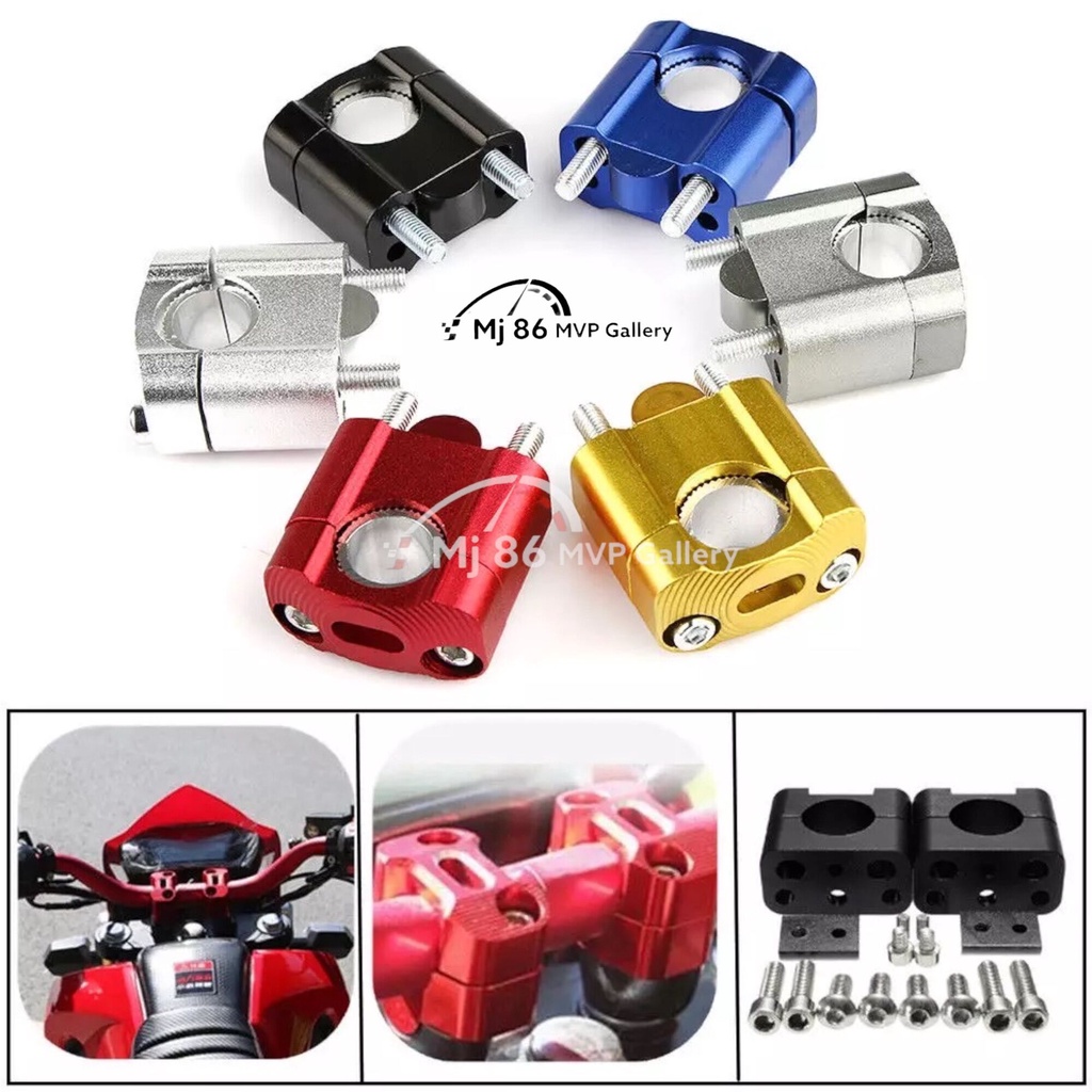 Riser Peninggi Stang Full Cnc Motor Vixion Ninja Rx King Pcx Nmax Megapro Tiger Cb150 Warna Merah Gold Silver Biru Hitam