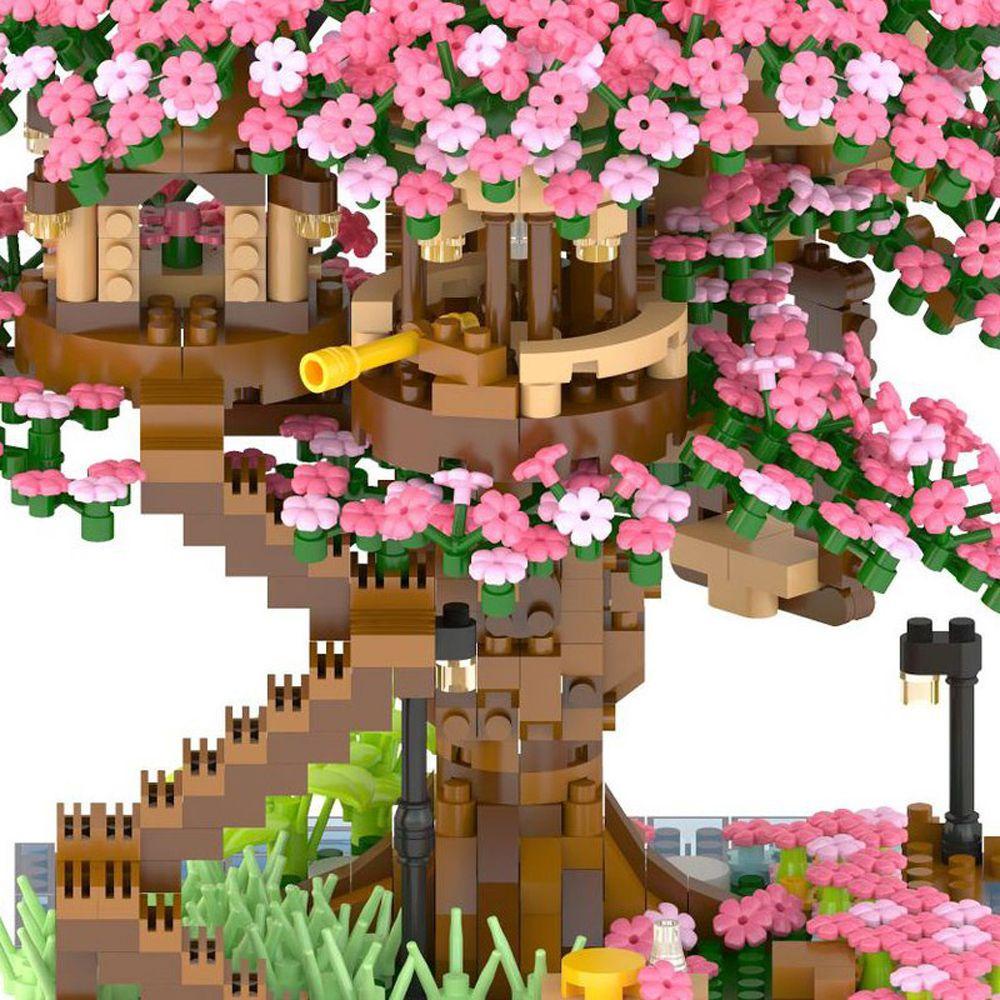 NEEDWAY Blok Rumah Pohon Sakura Dekompresi Puzzle Intelijen Jepang Edukasi Dini Mainan Anak Laki-Laki Hadiah DIY Majelis Build-bricks Set Model Bunga Sakura