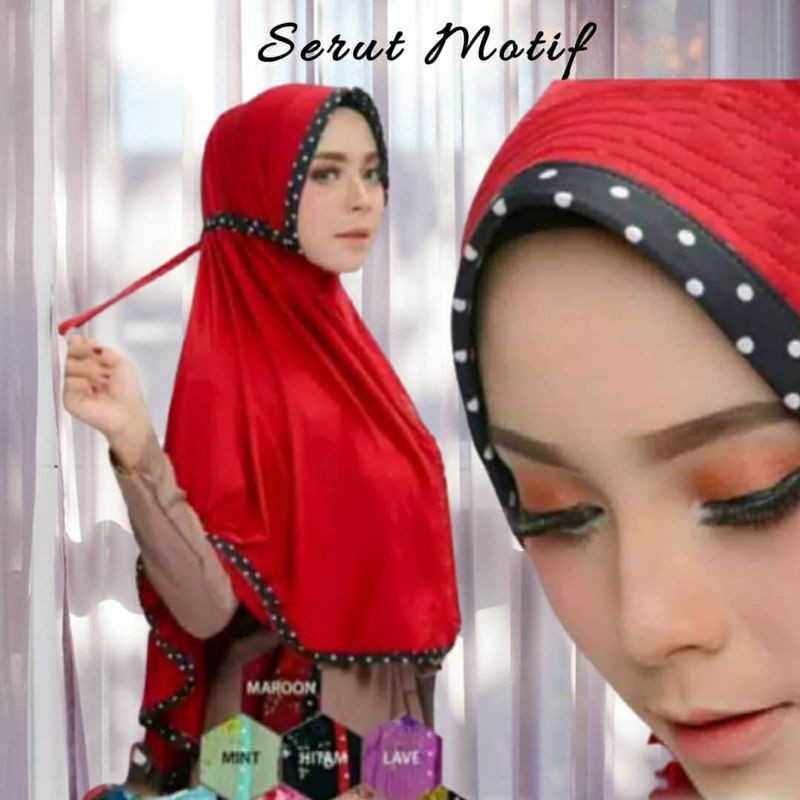 Hijab Serut Motif / Hijab Instan / Jilbab Instan