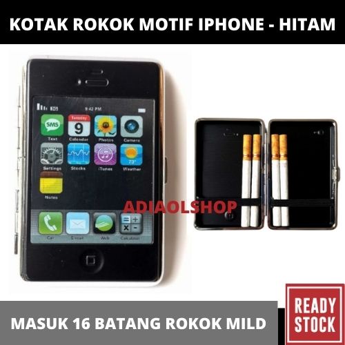 KOTAK ROKOK MOTIF IPHONE - HITAM