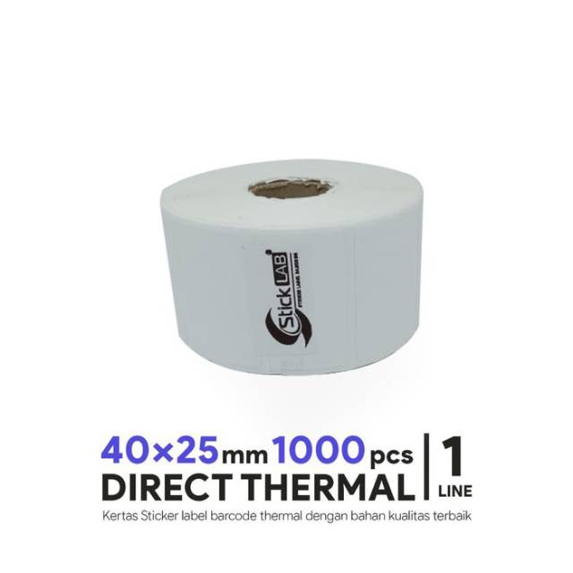 

Stiker Label Barcode Thermal ukuran 40x25mm isi 1000 pcs 1 line