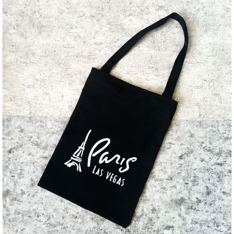 tote bag PARIS  tas totebag / ada resleting / k-pop / korea / casual bahan drill halus premium