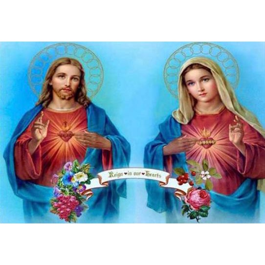 LUKISAN FULL DIAMOND 5D PAINTING (DIY) YESUS & BUNDA MARIA SQUARE DRILL 40x30cm (PxT)