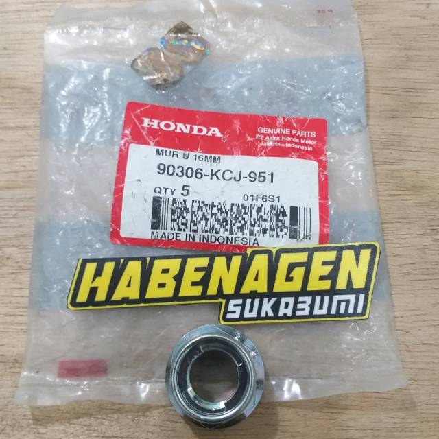 mur nut 16 mm as roda belakang honda tiger 2000 lama lawas revo ORI AHM HGP ORIGINAL