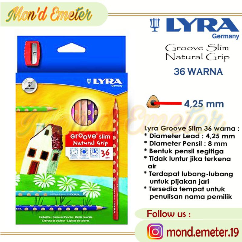

Lyra Groove Slim Natural Grip Pencil Color 36 Pensil Warna Triangular - Alat Tulis - Stationery