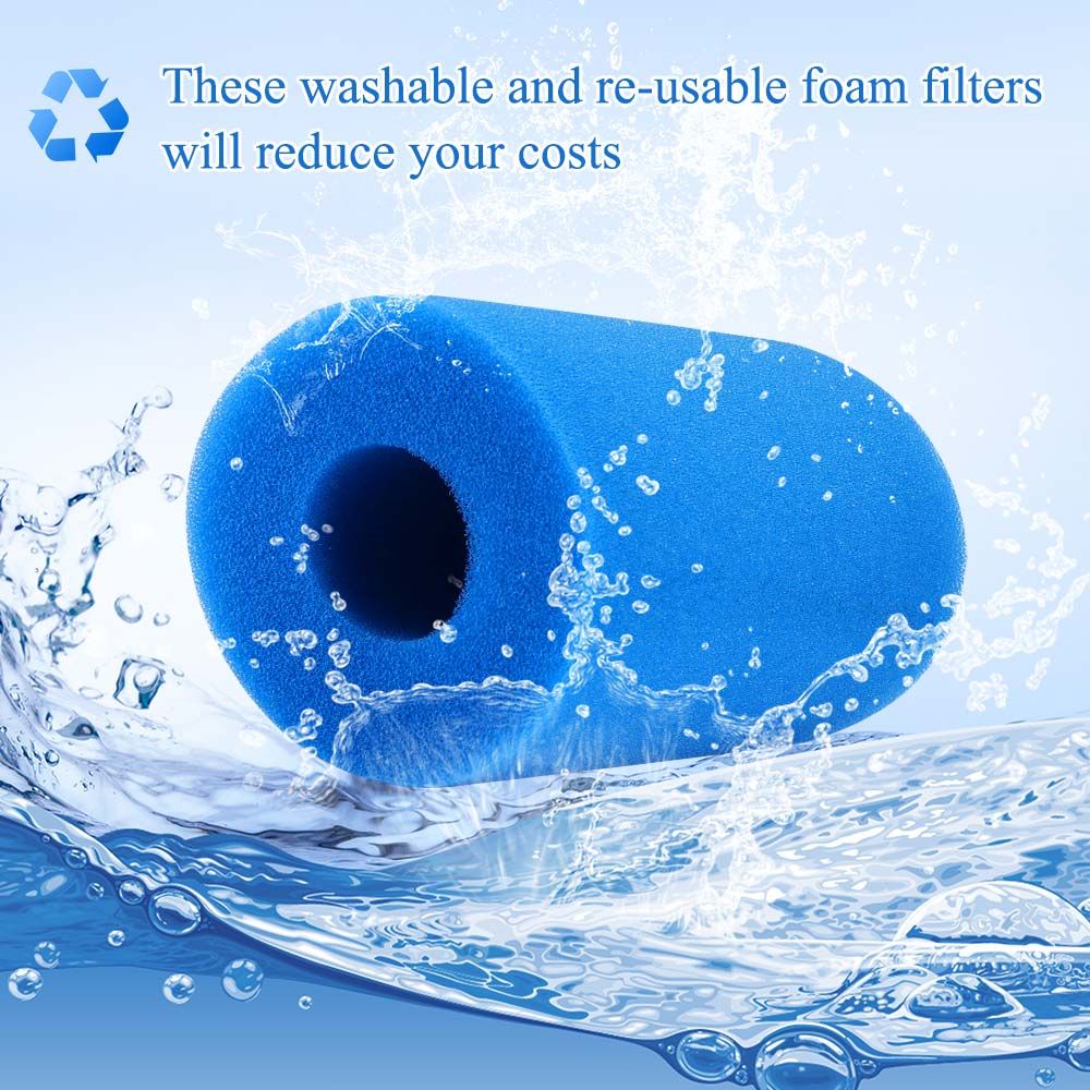 QUINTON 2Pcs Biofoam Washable Sponge Column Foam Filter 20*10cm Pool Accessories Intex Type A Reusable Swimming Pool Cleaning Cleaner/Multicolor