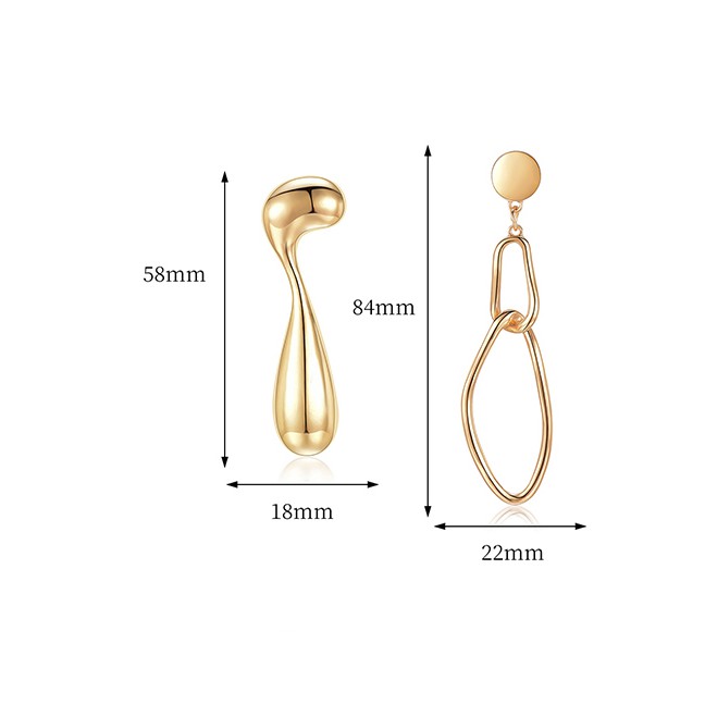 LRC Anting Tusuk Fashion Gold Zinc Alloy Geometric Earrings F69373