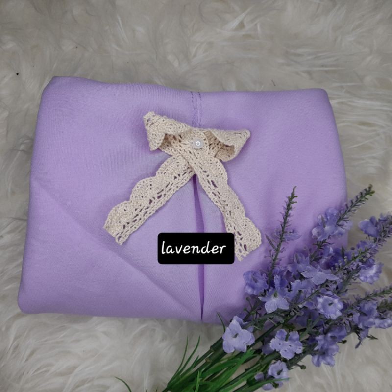 READY STOCK Hijab instan segitiga renda JIilbab Instan Segiempat Jilbab Instan Segitiga pita-Lavender