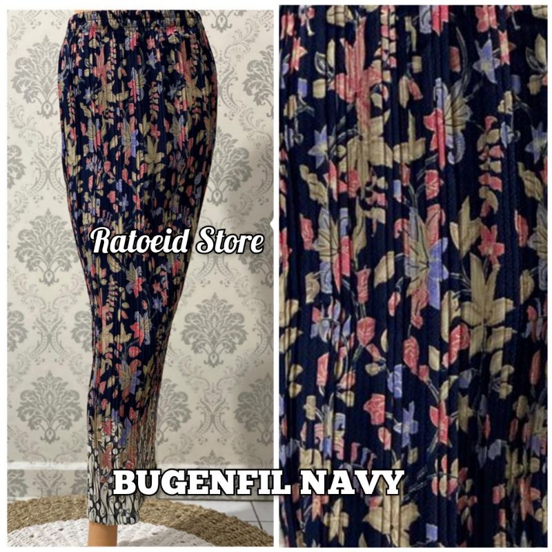 [200 Motif - Part 01] Rok Plisket Batik Panjang / Rok Batik / Rok Kebaya / Rok Wisuda / Bawahan Kebaya / Bawahan Batik / Rok Kondangan / Rok Pengantin / Rok Akad / Rok Lamaran / Rok Span / Rok Prisket Batik Jumbo Batik Production Original By Ratoeid Store-NO.31 Bugenfil navy