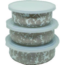 Kedaung Swirl Set Mangkuk / Mixing Bowl Set Loreng Sea Glass 14, 16, 18 Cm  - Coklat Muda