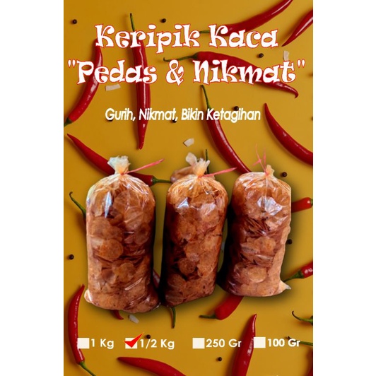 

Keripik kaca 1/2Kg/Keripik kaca pedas daun jeruk/kripik kaca beledag/pikca