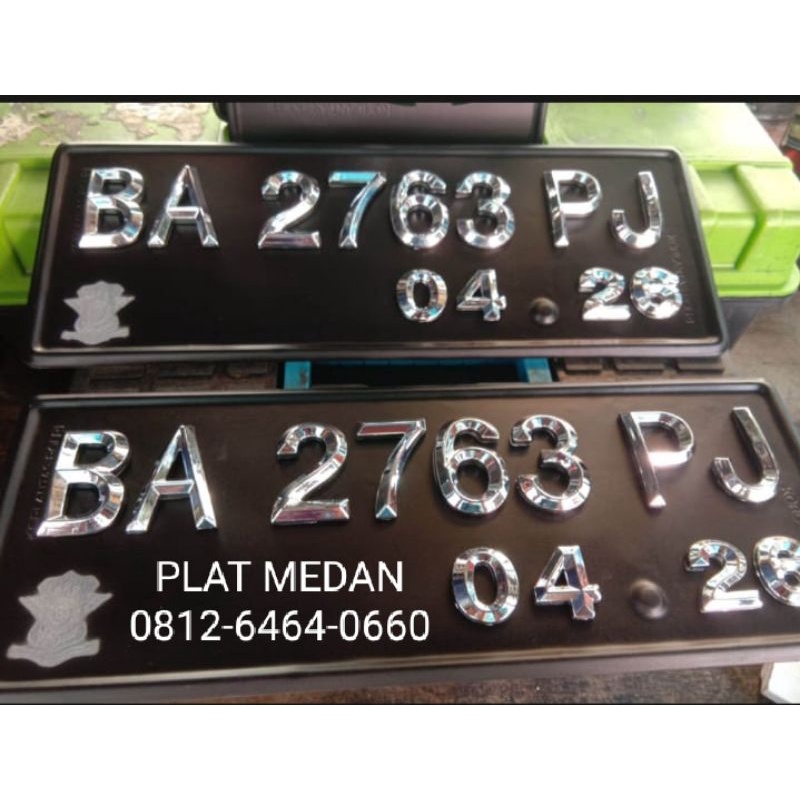 PLAT NOMOR MOTOR PIRAMID CROME / 3D / TIMBUL