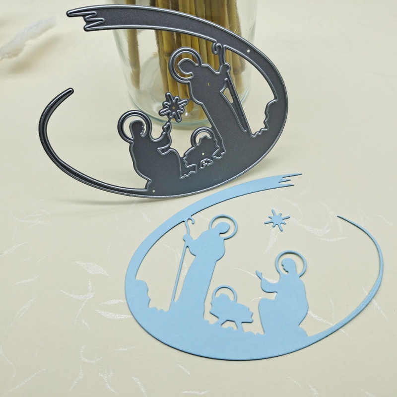 Cetakan Stensil Cutting Dies Motif Yesus Natal Bahan Metal Untuk Scrapbook / Craft DIY / Embossing