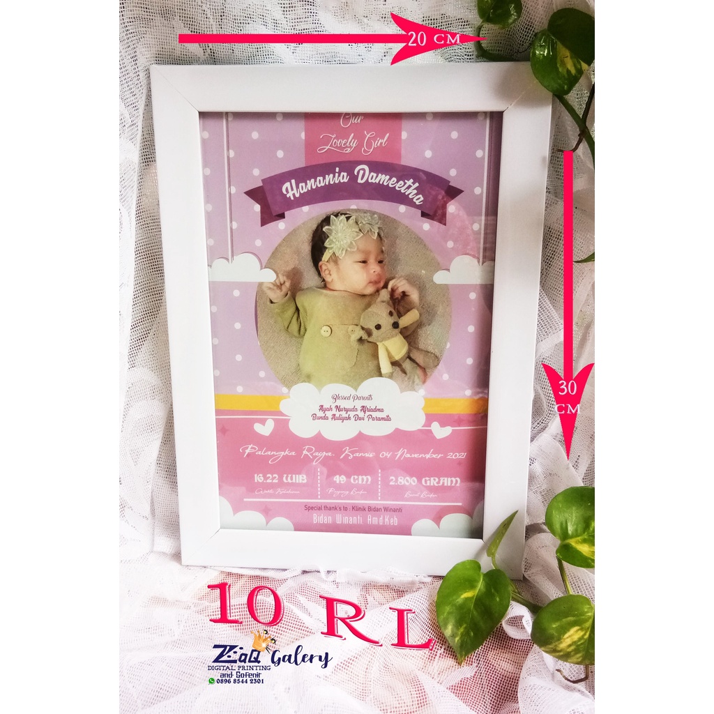 Biodata Bayi Lucu Cetak + Bingkai bisa custom 10R-2