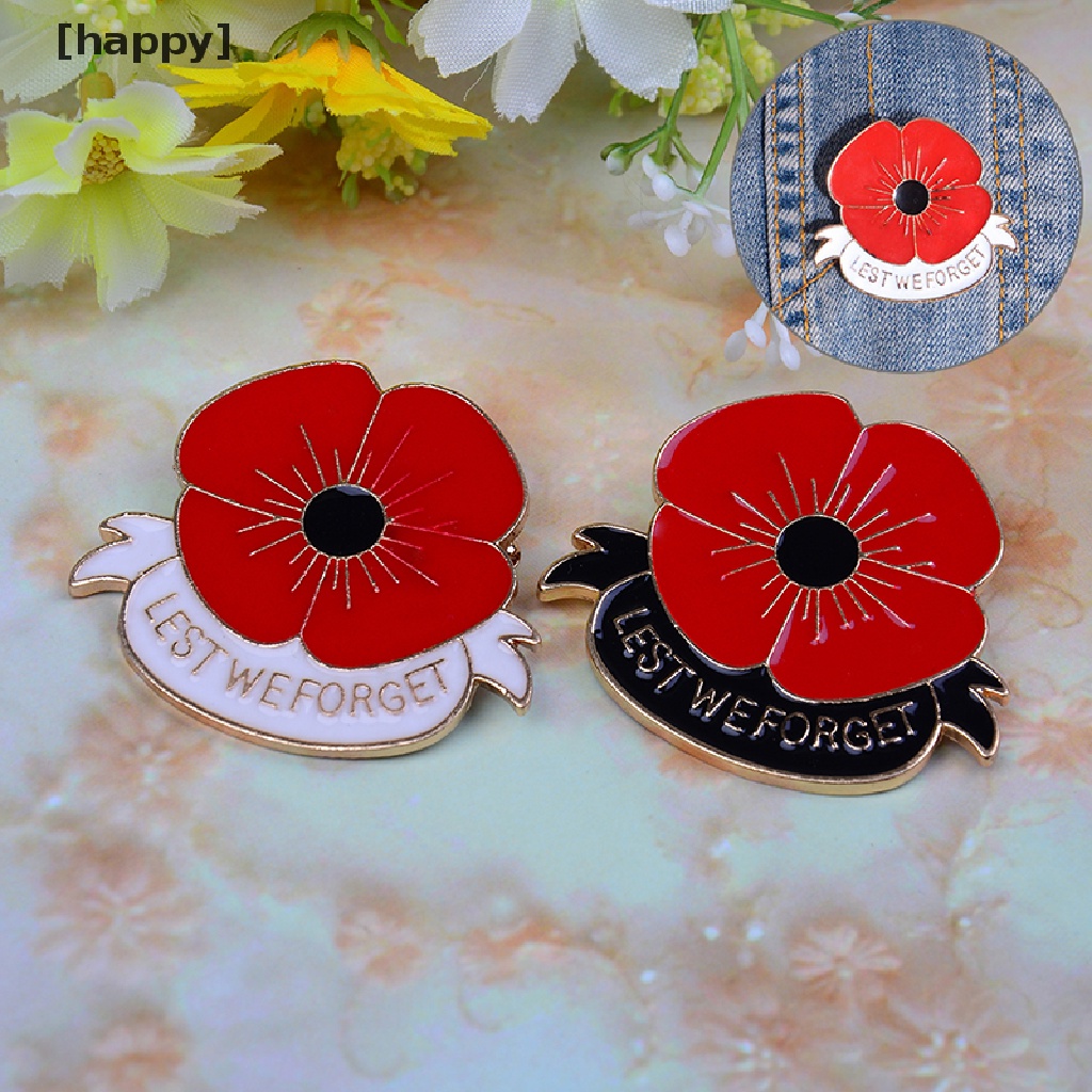 Pin Bros Enamel Bentuk Bunga Poppy Warna Merah Untuk Hadiah