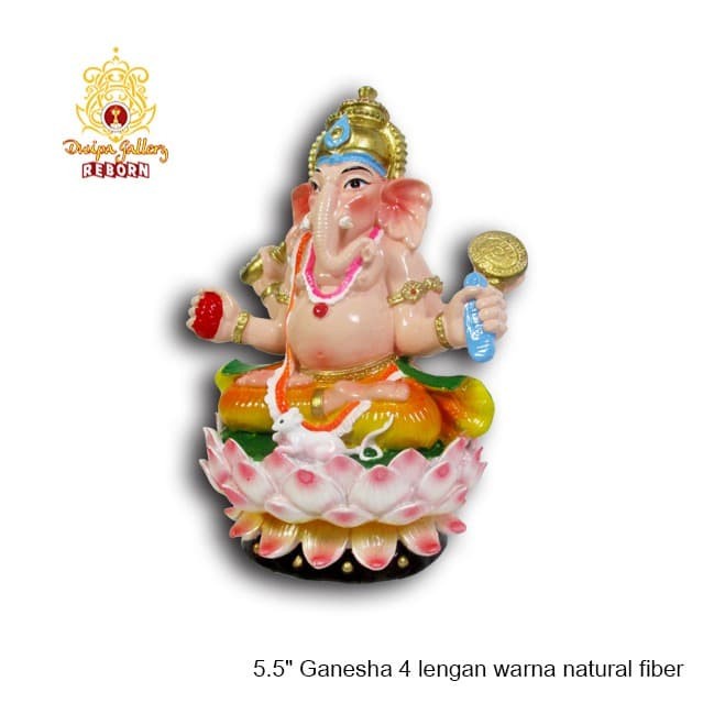 Rupang Patung Dewa Ganesha Ganesa 4 Lengan Fiber 5.5&quot;