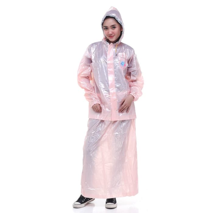 Jas Hujan Rok Tiger Head 68217 Stelan Perempuan Wanita Muslim SeTELAN - Jas Hujan Transparan Murah