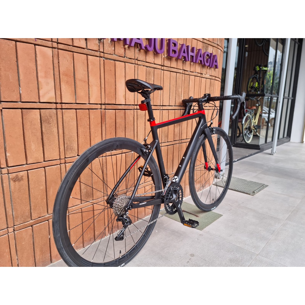 Khusus Gojek/Grab Instan Sepeda Balap Roadbike Element Nerone Full Carbon RD Shimano 105 New 2021 Red Black Garansi Termurah Murah SNI-8
