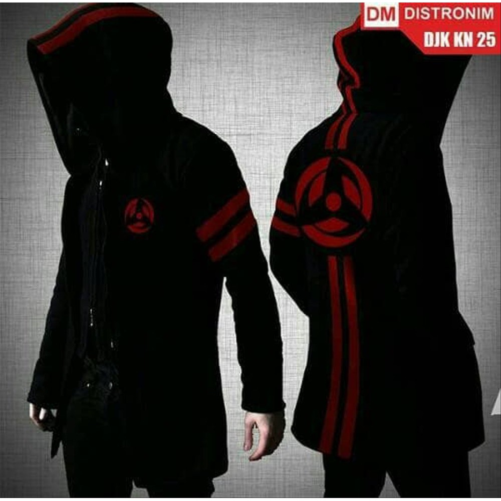 JAKET ANIME JUBAH NARUTO SHARINGAN LOGO ZIPPER HOODIE MURAH