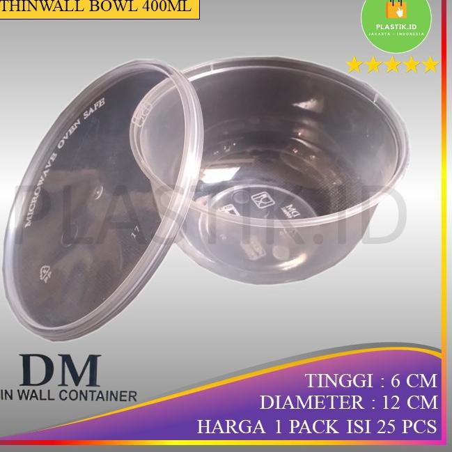 Big Sale ✯ MANGKOK PLASTIK BULAT 400 ML THINWALL BOWL CUP PUDDING KOTAK MAKANAN ISI 25PCS  (Terkini)