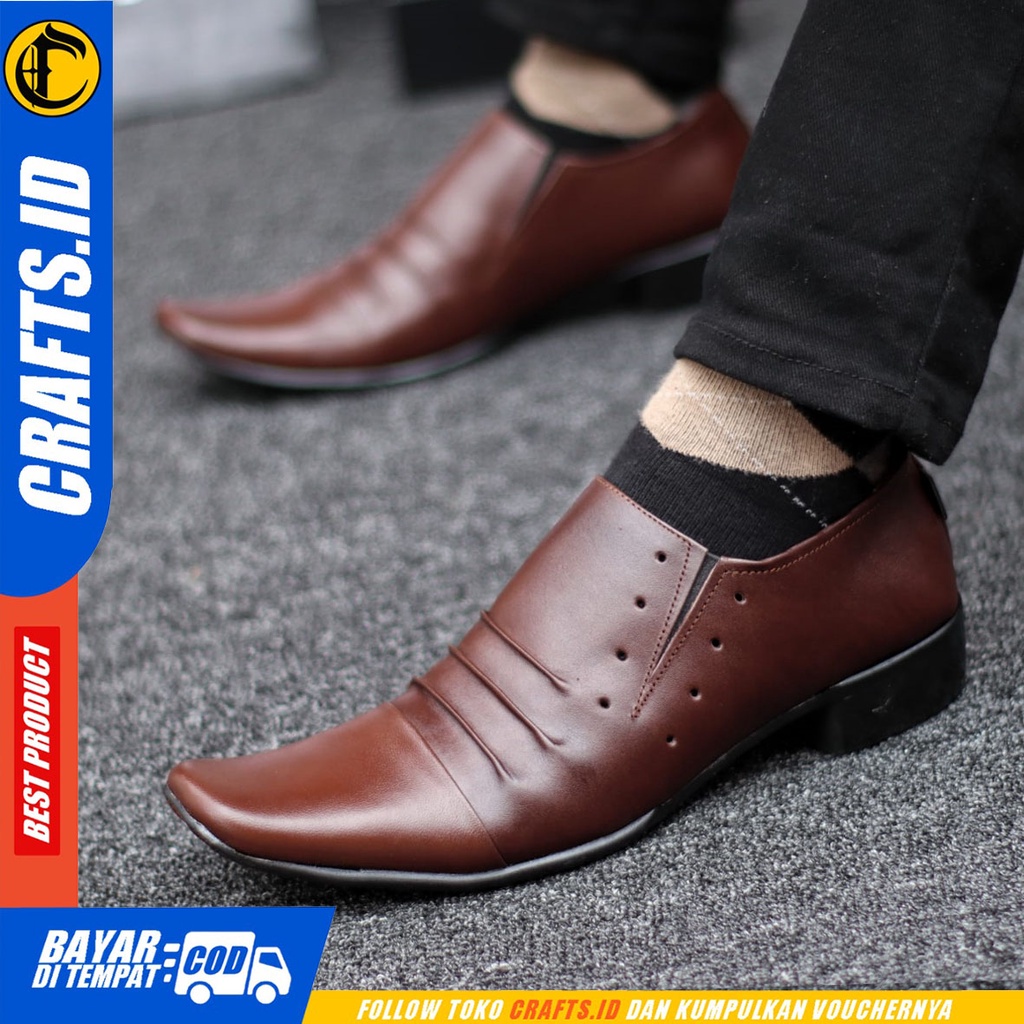 CRAFTS veil - Sepatu Pantopel Formal Kulit Asli Kerja Slop Pria