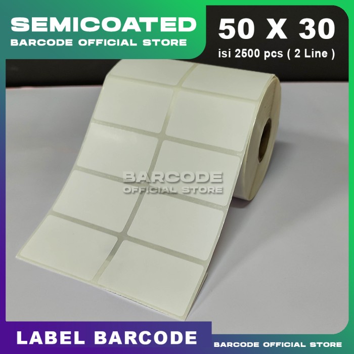 

LABEL PRINTER BARCODE 50X30 MM SEMICOATED 50 X 30 MM ISI 2500 / 2 LINE