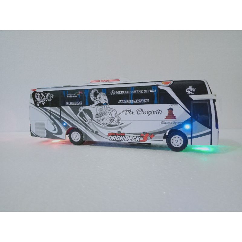 Miniatur Bus Po Haryanto Rama Sinta Putih SHD