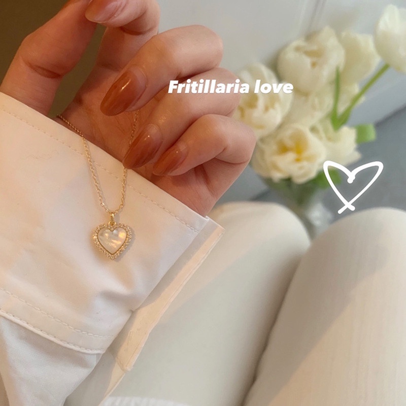 Papaozhu Korea Bentuk Hati Opal Liontin Kalung Untuk Wanita Ulang Tahun Valentines Day Hadiah Perhiasan