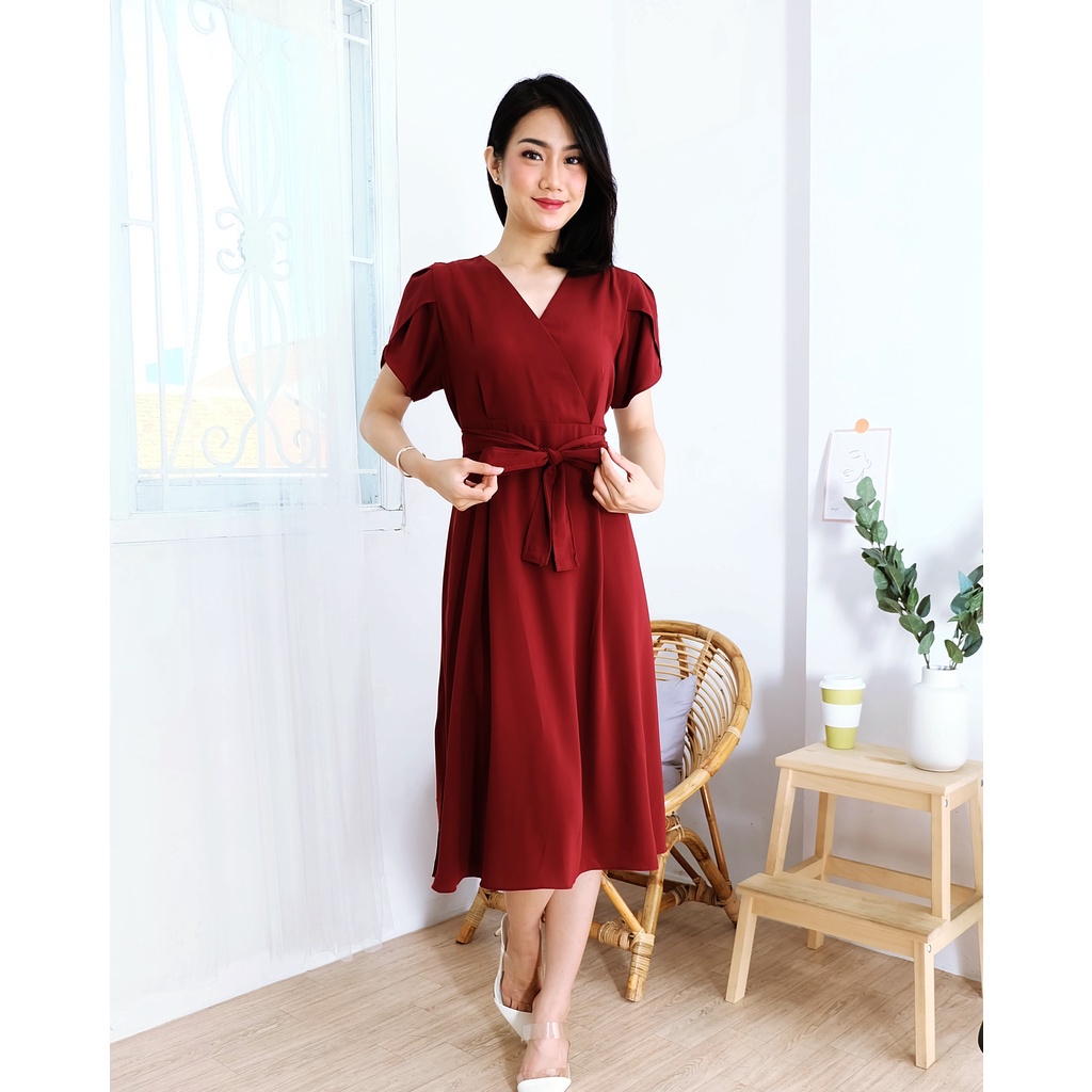 IL - Lolina Dress Casual Terusan Premium Crepe / Dress Polos Wanita Korean Style