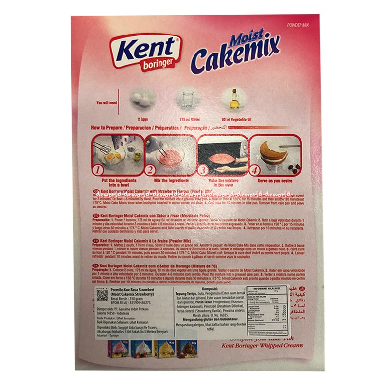 Kent Boringer 350gr Moist Cakemix Strawberry Vanilla Premiks Instan Tepung Membuat Kue Instan Cake Mix Siap Pakai Kentboringer Cake Ultah