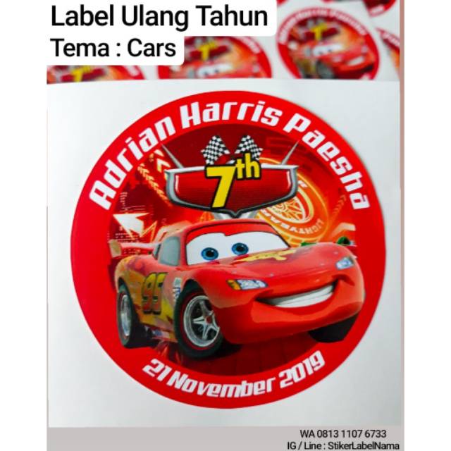 LABEL ULANG TAHUN CARS MC QUEEN