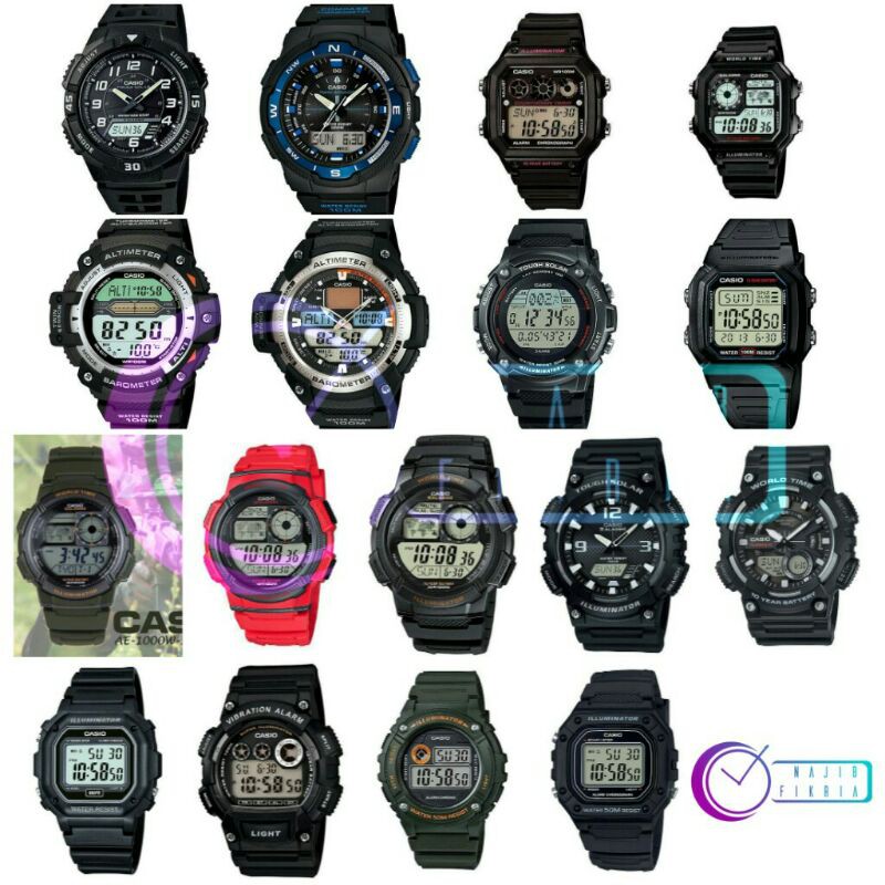 TALI JAM TANGAN CASIO AE 1000 AE 1100 AE 1200 DAN MODEL LAINNYA / TALI KARET JAM CASIO