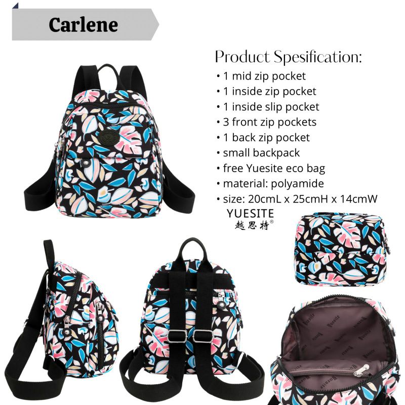 TAS RANSEL WANITA KECIL YUESITE CARLENE MOTIF SMALL BACKPACK