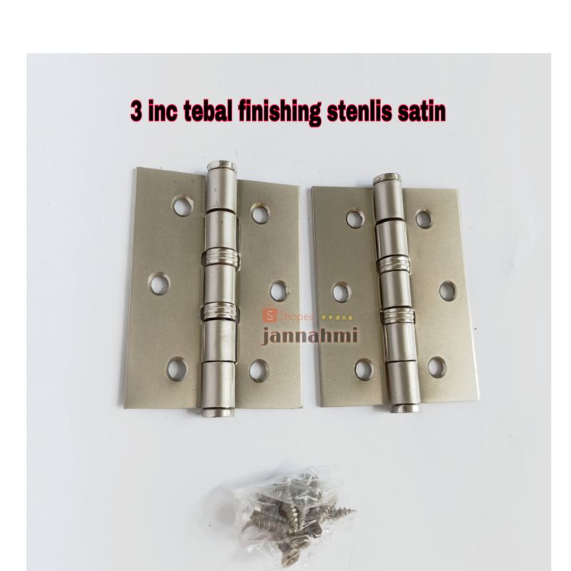 engsel tebal engsel jendela 3inc finishing stenlis satin