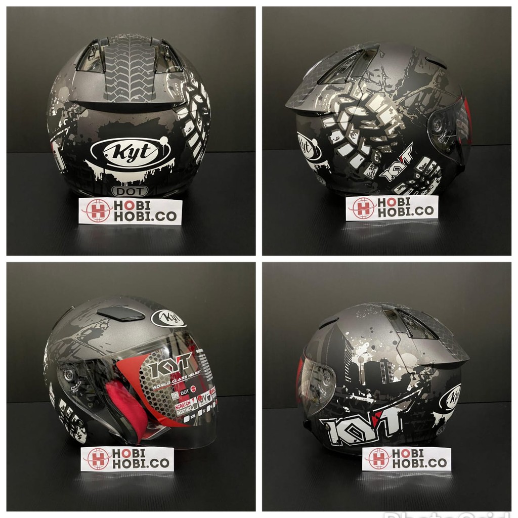 HELM KYT DJMARU MOTIF HELM  HALF FACE KYT DJ MARU CORAK-2. #10 GUNMET DOFF