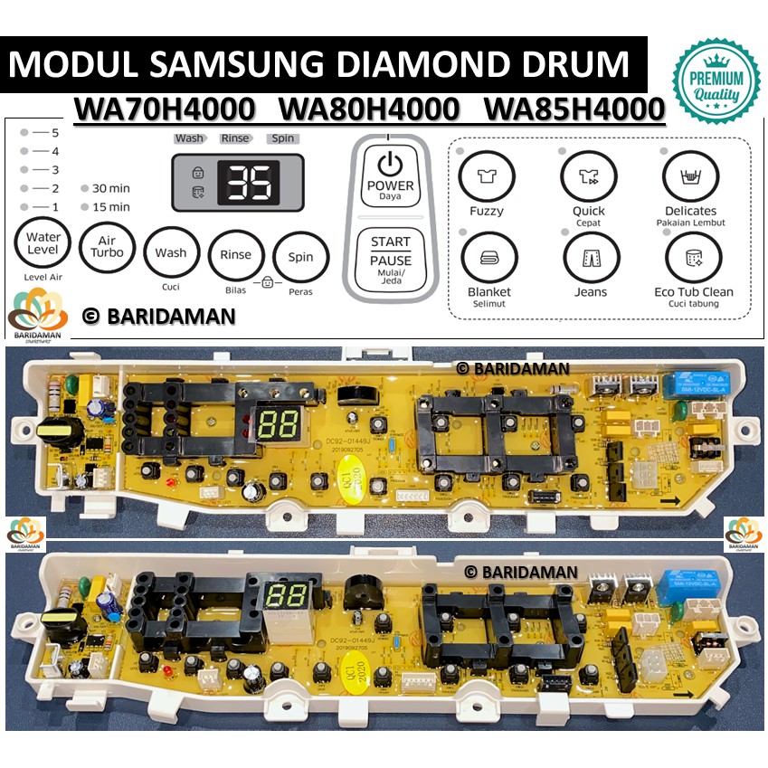 MODUL Mesin Cuci Samsung Diamond 13 tombol WA70H4000SG/SE WA85H4400SS WA80H4000SW WA85F5S3