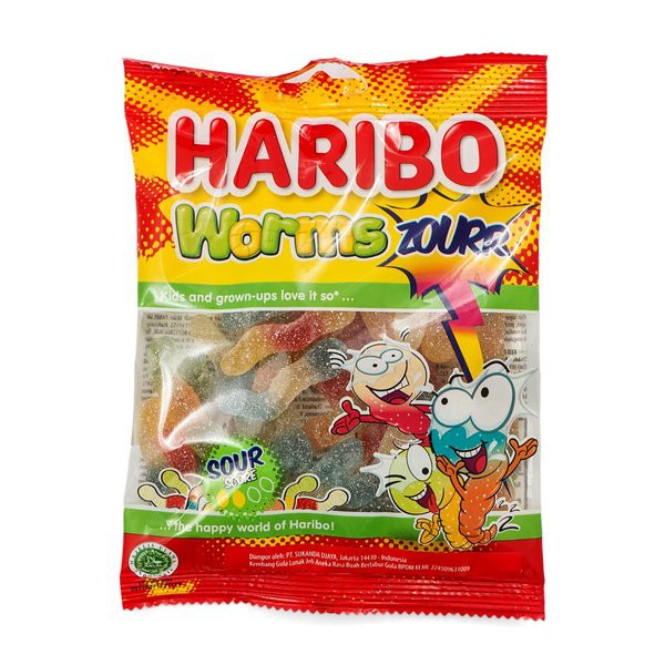 

HARIBO Worms Zourr Jelly Candy 160gr Aneka Rasa Buah