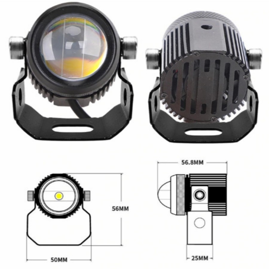 Lampu Sorot Tembak Laser Foglamp Dual Colour Mini Driving LED 2 Warna Aksesoris Variasi Motor